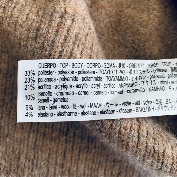 Zara wool blend brown sweater with contrasting collar Small - Picture 12 of 12